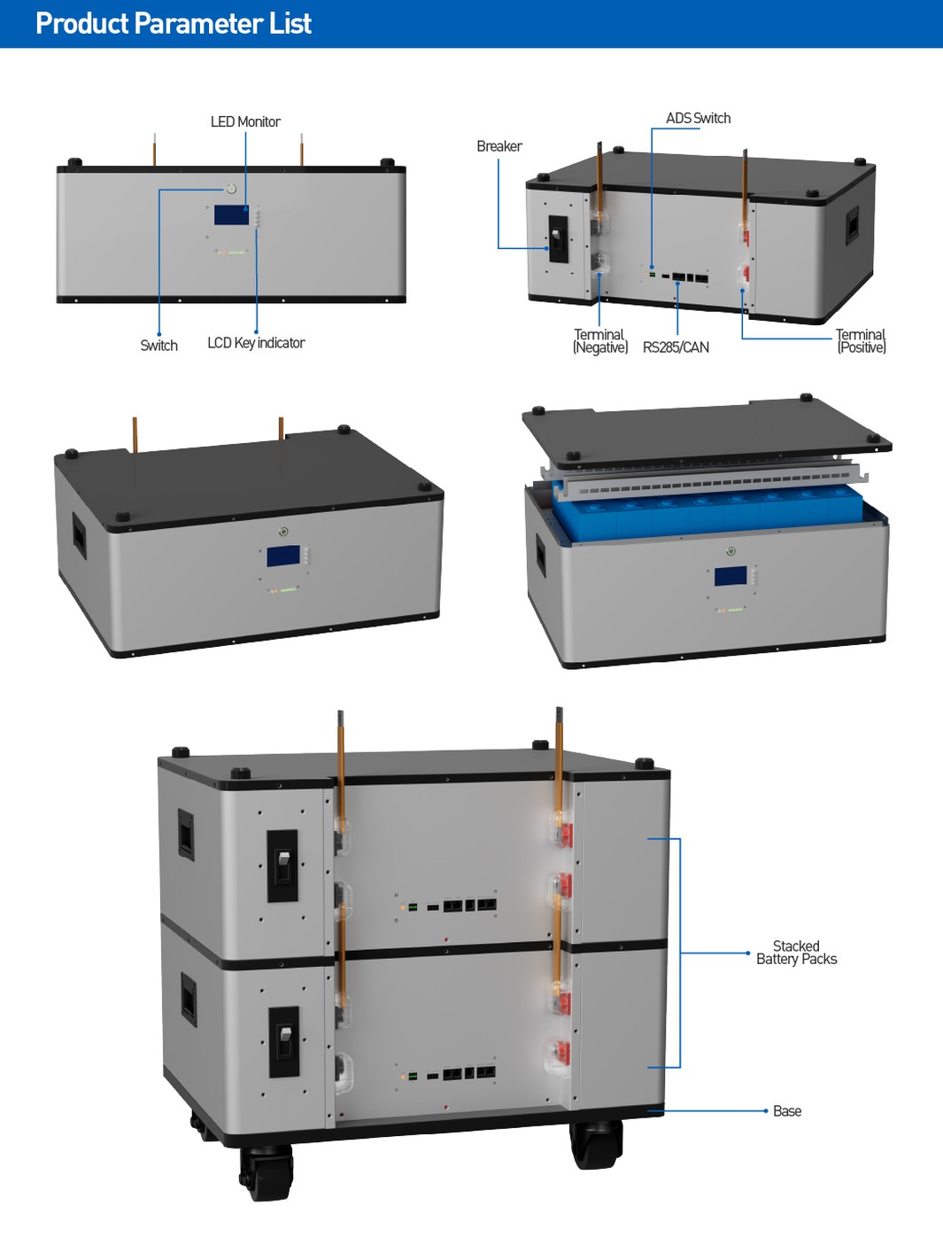 Stackable 51.2v Lifepo4 battery box product detail Stackable 51.2v Lifepo4 battery box product detail